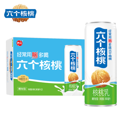 养元六个核桃240ml*20罐整箱送礼精制型植物蛋白核桃乳饮料饮品