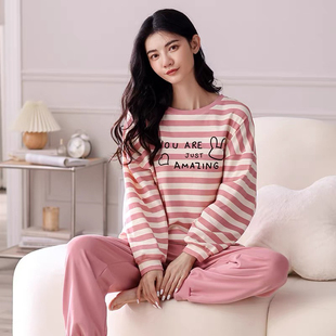 品牌 可外穿秋冬卡通休闲睡衣女孩 加厚套头带胸垫家居服睡衣套装