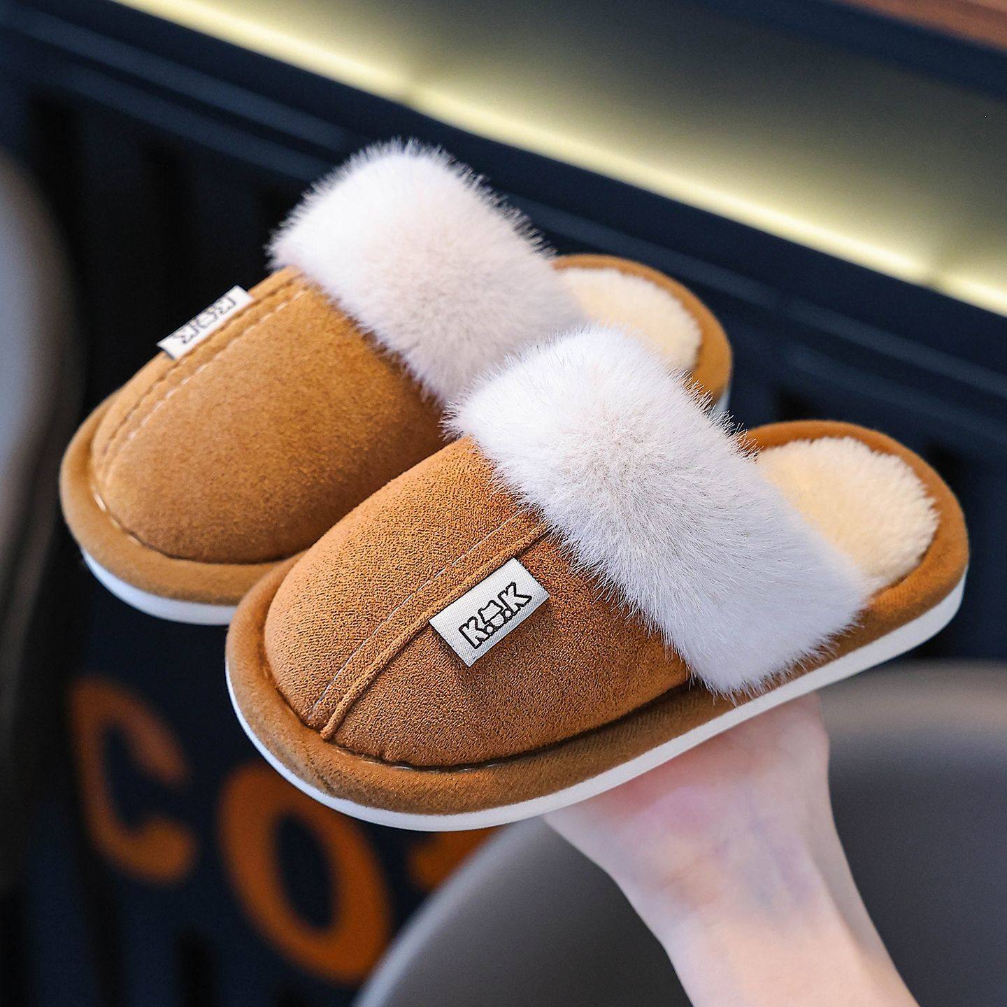 冬季儿童棉拖鞋男女小中大童亲子棉鞋学生室内软底防滑保暖居家鞋