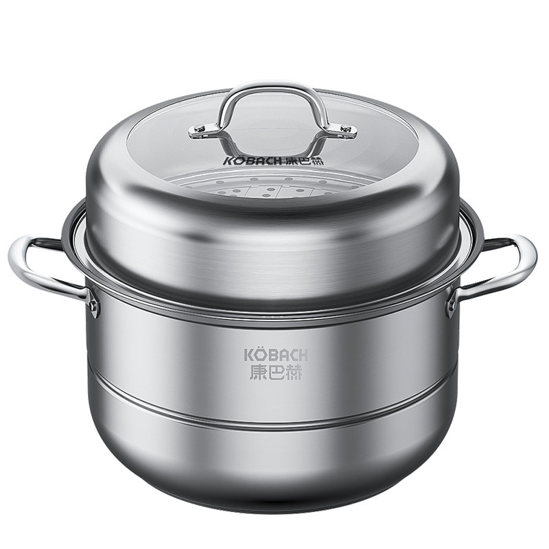 【门店发货】康巴赫欧式不锈钢双层蒸锅套装32cm KBH32TB2
