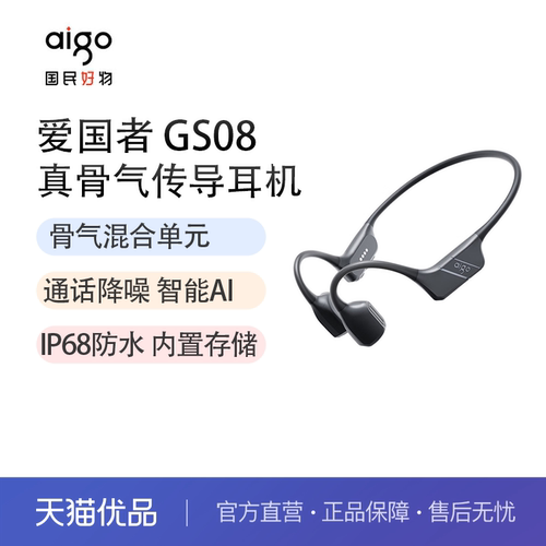 爱国者（aigo）GS08 Max 真骨传导蓝牙游泳耳机 骑行跑步运动耳机