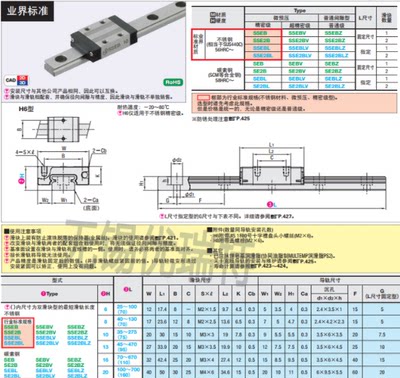 国产尺寸微型直线导轨 SSEB\SEBSL\SEBZ 6 8 10 13 16 20