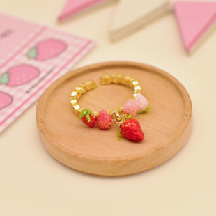 Pudding Party布丁派对原创开口可调节缤纷草莓戒指可爱少女礼物