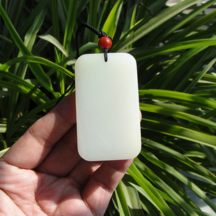 小石城和田玉糖白玉极细料平安无事牌子吊坠挂件把件