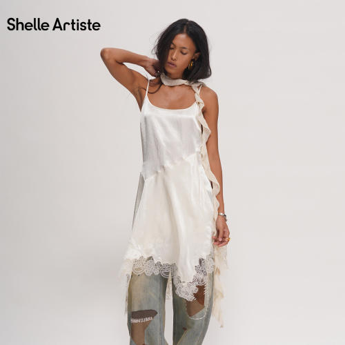 【现货】SHELLE ARTISTE26夏季褶皱吊带宽松显瘦朝酒晚舞连衣裙