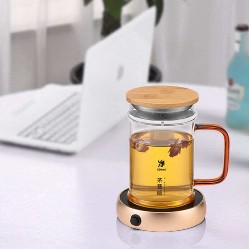 茶艺师电热茶水保温底座耐热玻璃个人办公用茶水杯牛奶恒温垫过滤