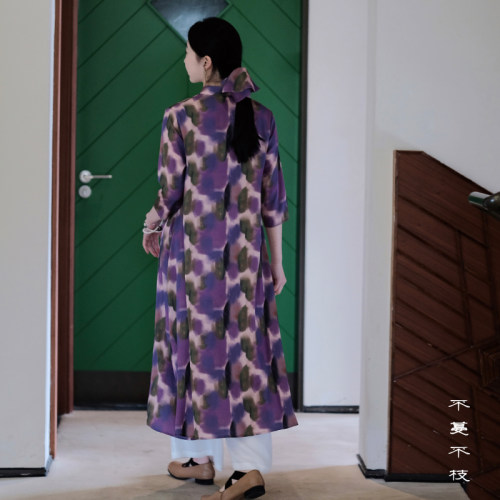 文艺复古长款连衣裙桑蚕丝