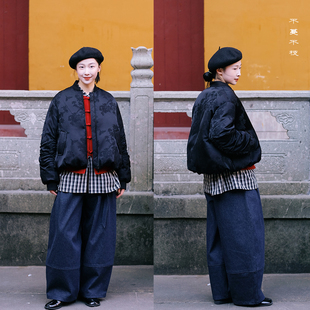 不蔓不枝【墨兰】丝棉羽绒服外套95白鸭绒宽松显瘦提花新中式冬季