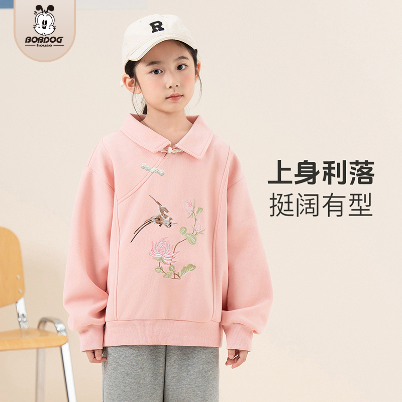 女童新中式卫衣刺绣国潮上衣