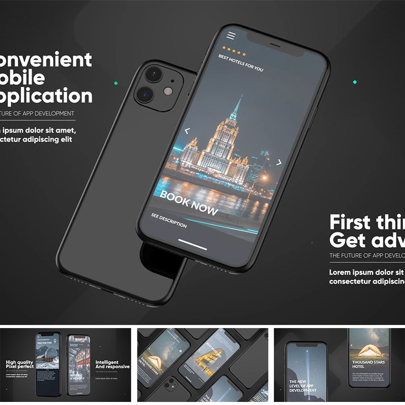 Phonex11手机APP应用程序展示视频介绍UI交互动效演示AE模板