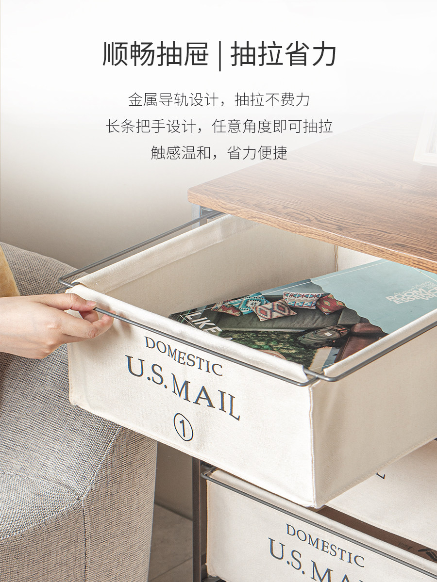 日式工业风抽屉h式收纳柜移动储物柜家用桌下整理柜置物架边桌