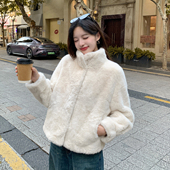 环保水貂绒皮毛一体外套女短款 2025冬季 新款 小个子保暖仿皮草大衣