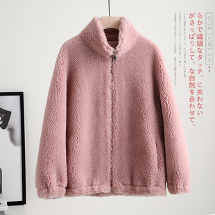 2025秋冬季新款颗粒羊剪绒大衣女短款羊羔毛皮毛一体海宁皮草外套