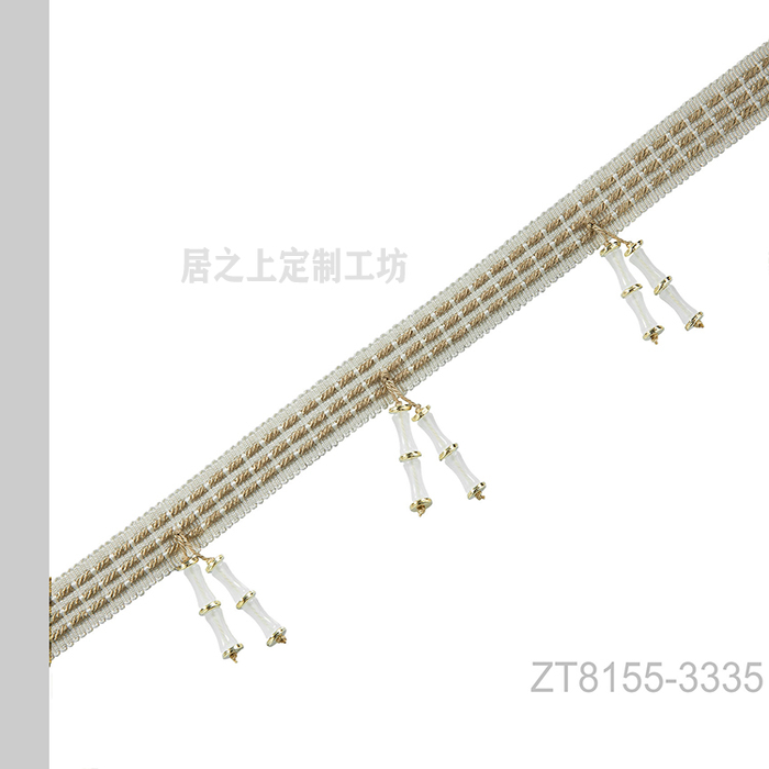 【一米价】新品新中式竹韵竹节珠花边花带幅宽60mm抱枕桌旗窗帘