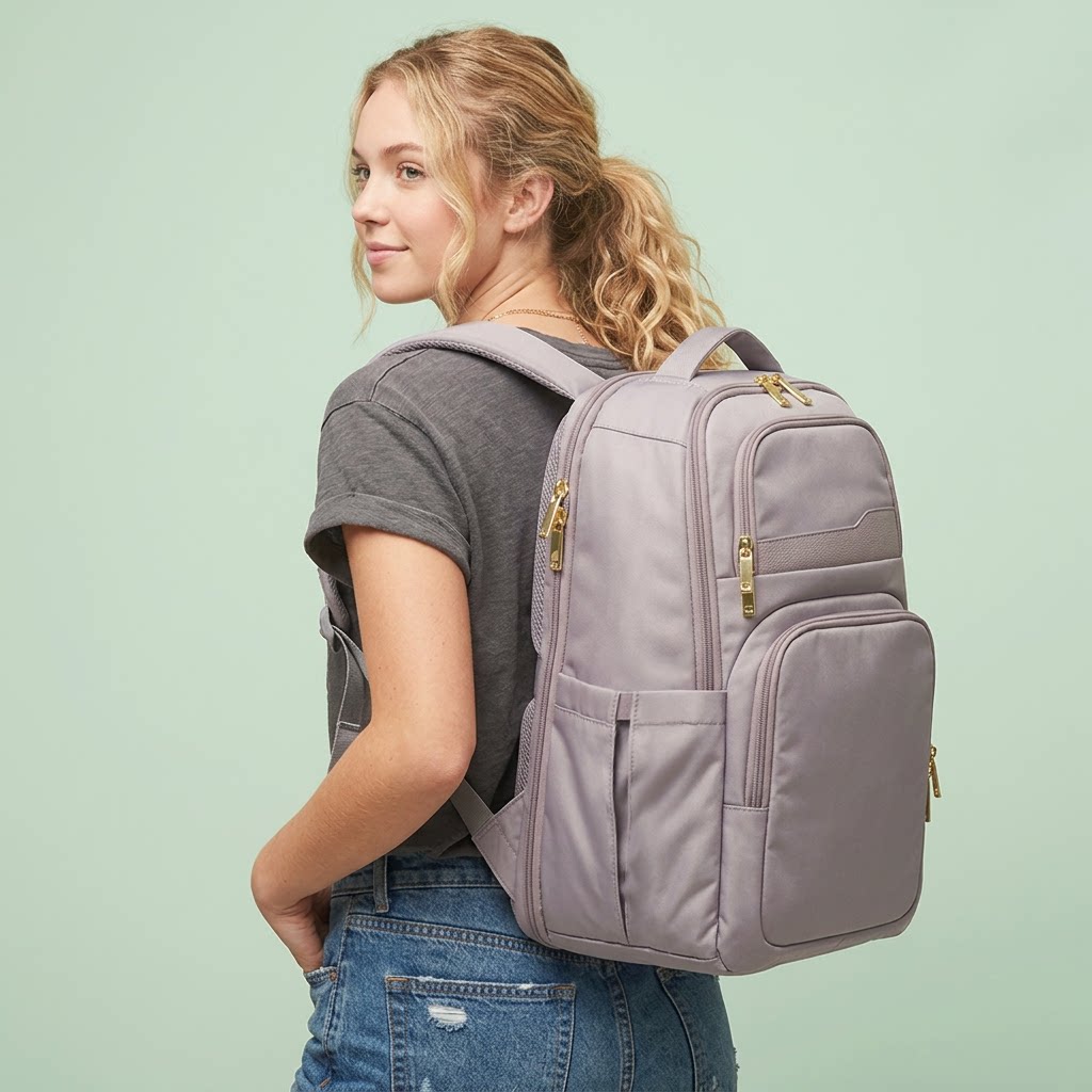 出口美国品牌双肩包女休闲通勤大容量电脑包轻便出行双肩背包学生