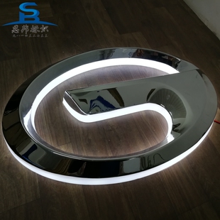 广汽车标制作亚克力三维吸塑灯箱门头悬挂不锈钢徽标镀铬发光字牌