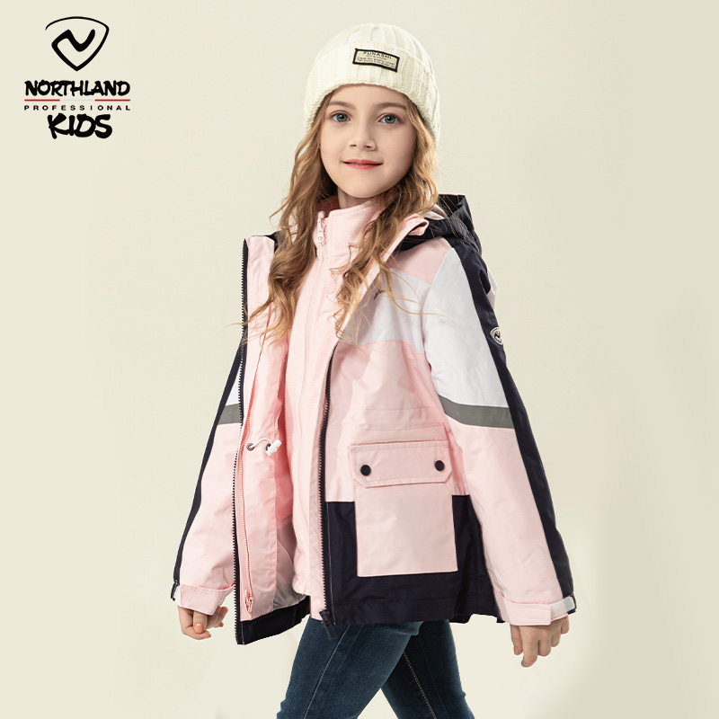 诺诗兰女童冲锋夹克三合一外套