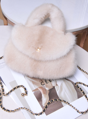 2025新款秋冬时尚水貂毛手提皮草女包高级感毛毛包包