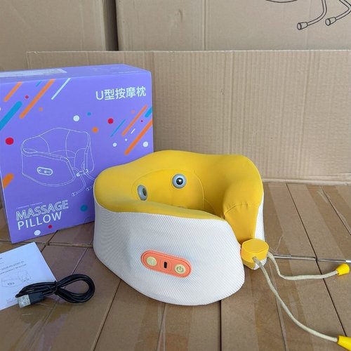 颈椎按摩器不歪脖U型枕护颈托加热敷脖套支撑颈椎u形按摩仪器旅行