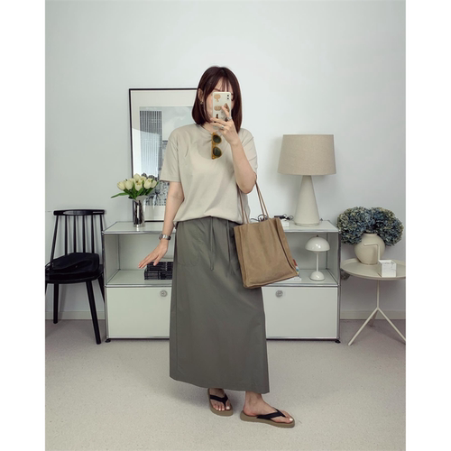 超薄莱赛尔面料复古感松紧腰工装半身裙女 26春夏新款【鸬鹚】