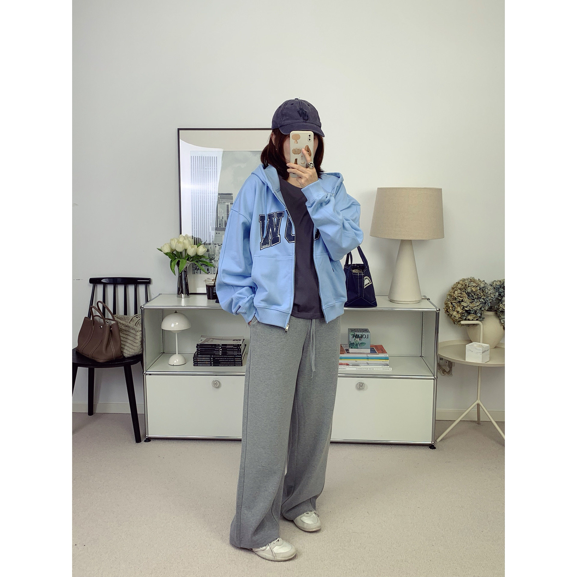 韩国L*c同款贴布字母美式复古风连帽拉链开身卫衣26秋季新款鸬鹚