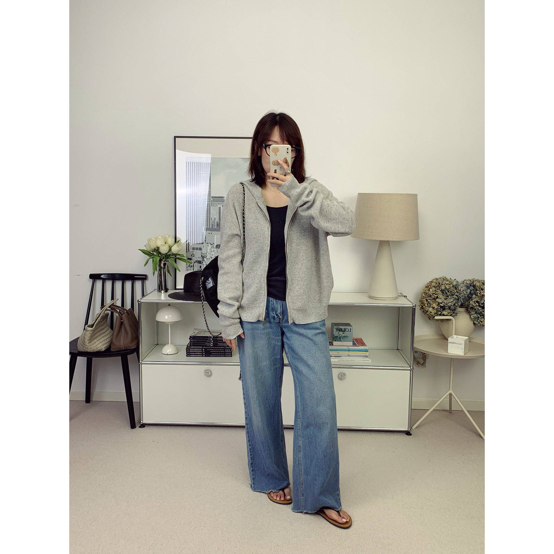 小众款超柔棉赛络纺中高腰宽松直筒毛边牛仔裤26秋新款【鸬鹚】