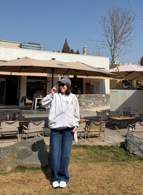 Bc耳仔铁链酵素水洗人丝混纺直筒牛仔裤26春夏新款【鸬鹚】