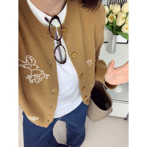 纽约sea风格羊毛针织灯塔刺绣图案毛衣开衫25秋冬新款【鸬鹚】