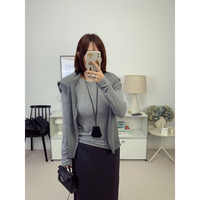 触感满分～Row纯色软糯莱赛尔羊毛长袖T恤打底衫 25秋冬新款鸬鹚