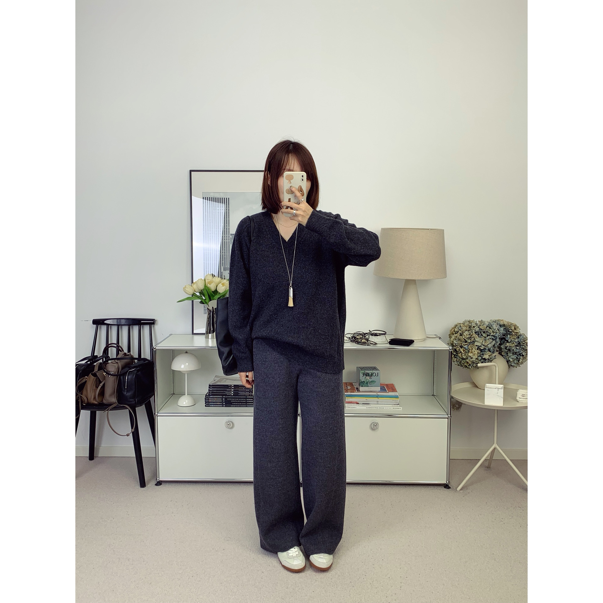 zz肌理感弧形显瘦微绒羊毛直筒休闲裤25秋冬新款【鸬鹚】