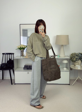 5折 CAY格纹拼接腰头抽绳弯刀卫裤宽松休闲裤25秋冬新款【鸬鹚】