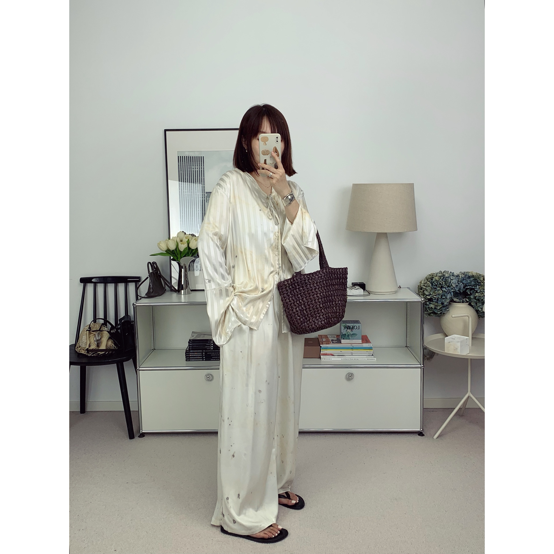 先锋设计师植物染斑驳感真丝桑蚕丝衬衫防晒衣25春夏新款【鸬鹚】