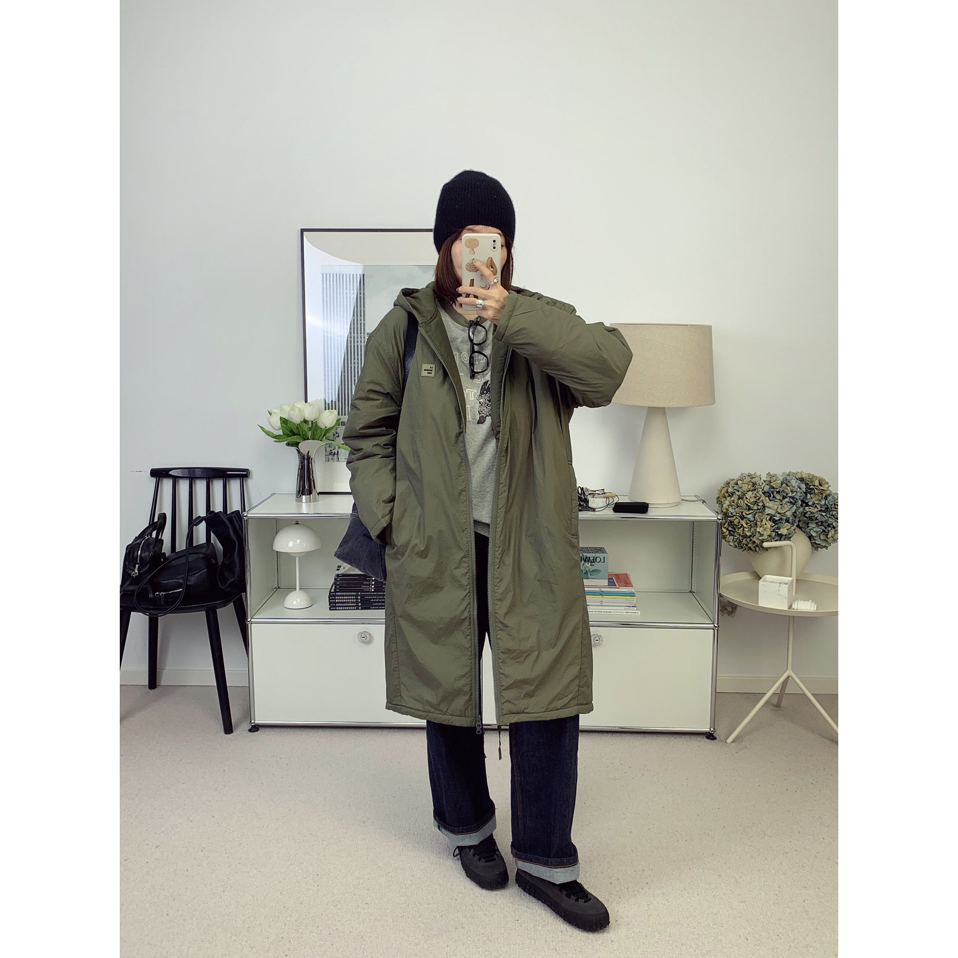 5折 AMV超轻云朵棉服!微光泽轻量防风尼龙直筒连帽派克棉服男女
