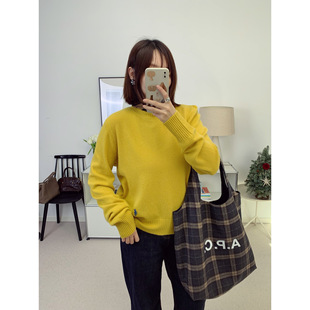 25秋冬新款 日系R多巴胺彩色软糯质感100羊毛圆领套头针织衫 毛衣