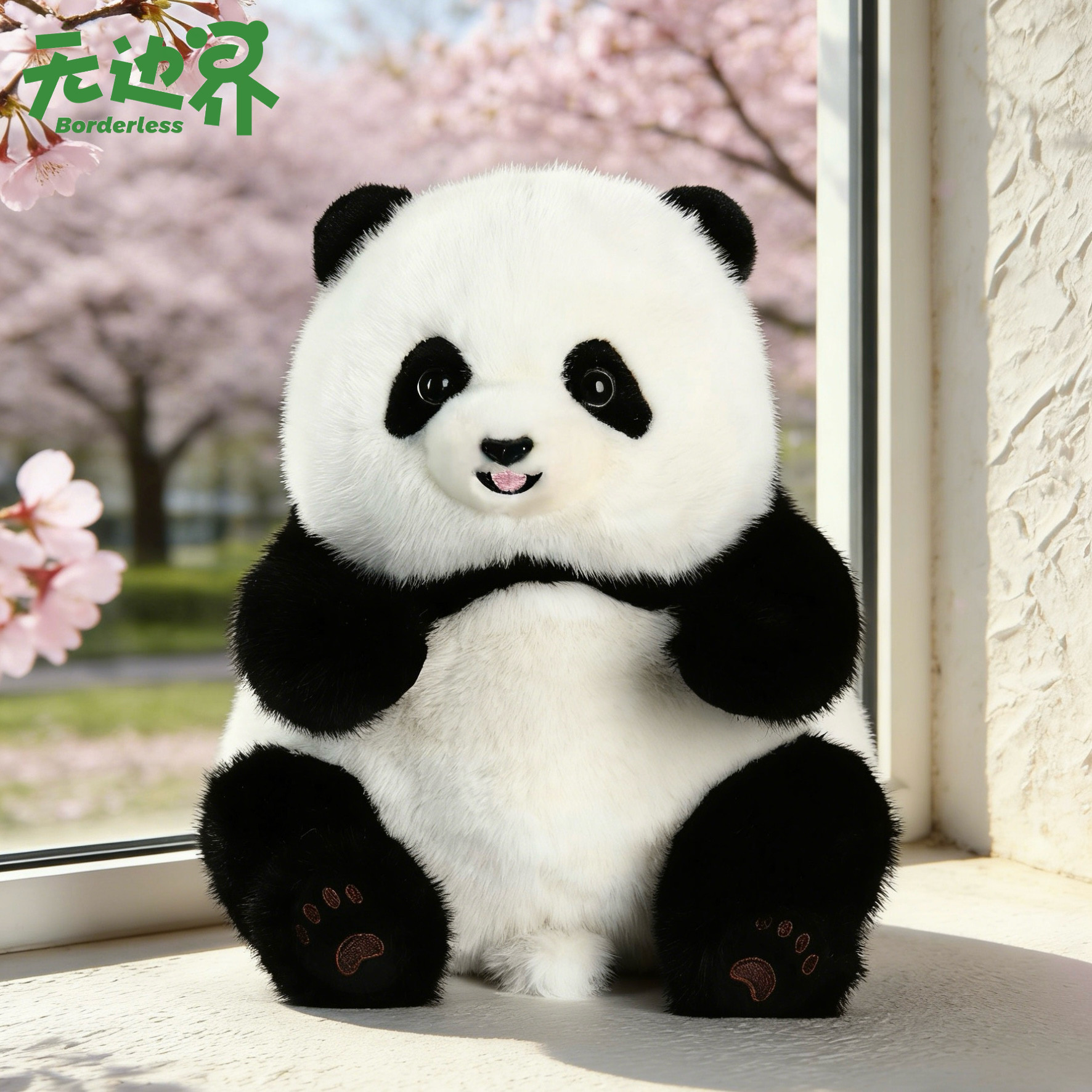 无边界熊猫花花基地正版玩偶大号公仔仿真玩具果赖成都熊猫纪念品