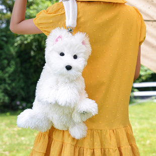毛绒包包可爱仿真西高地狗狗单双肩包送女孩生日节日礼物创意礼品