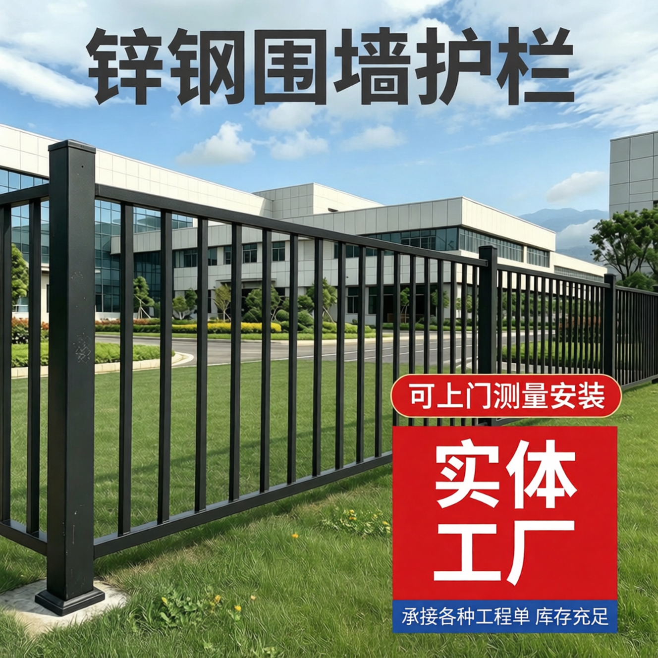 锌钢围墙护栏庭院小区镀锌组装围栏工地厂区栅栏杆可工程定制厂家