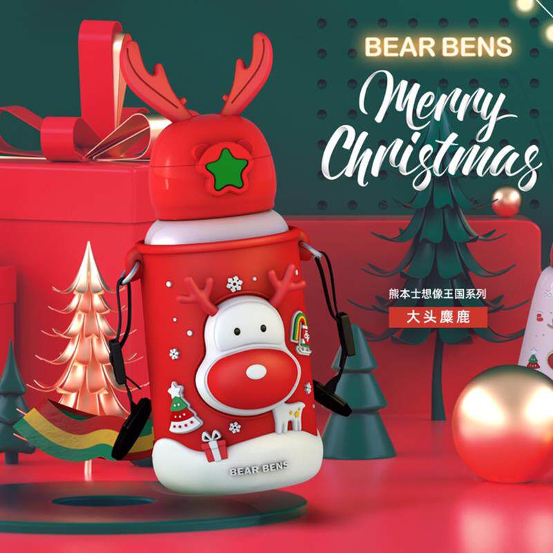 熊本士儿童保温杯带吸管两用小学生水杯男女童宝宝幼儿园水壶防摔