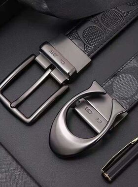 厂家直供 经典C扣头皮带男士休闲商务双面可用百搭真皮腰带