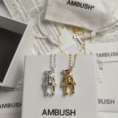 AMBUSH黄铜锁骨链男女灵动熊项链