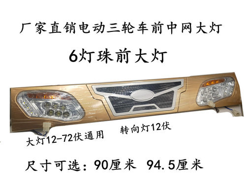 电动三轮前面板前照灯中网电动三轮车大灯全封闭三轮车LED前大灯