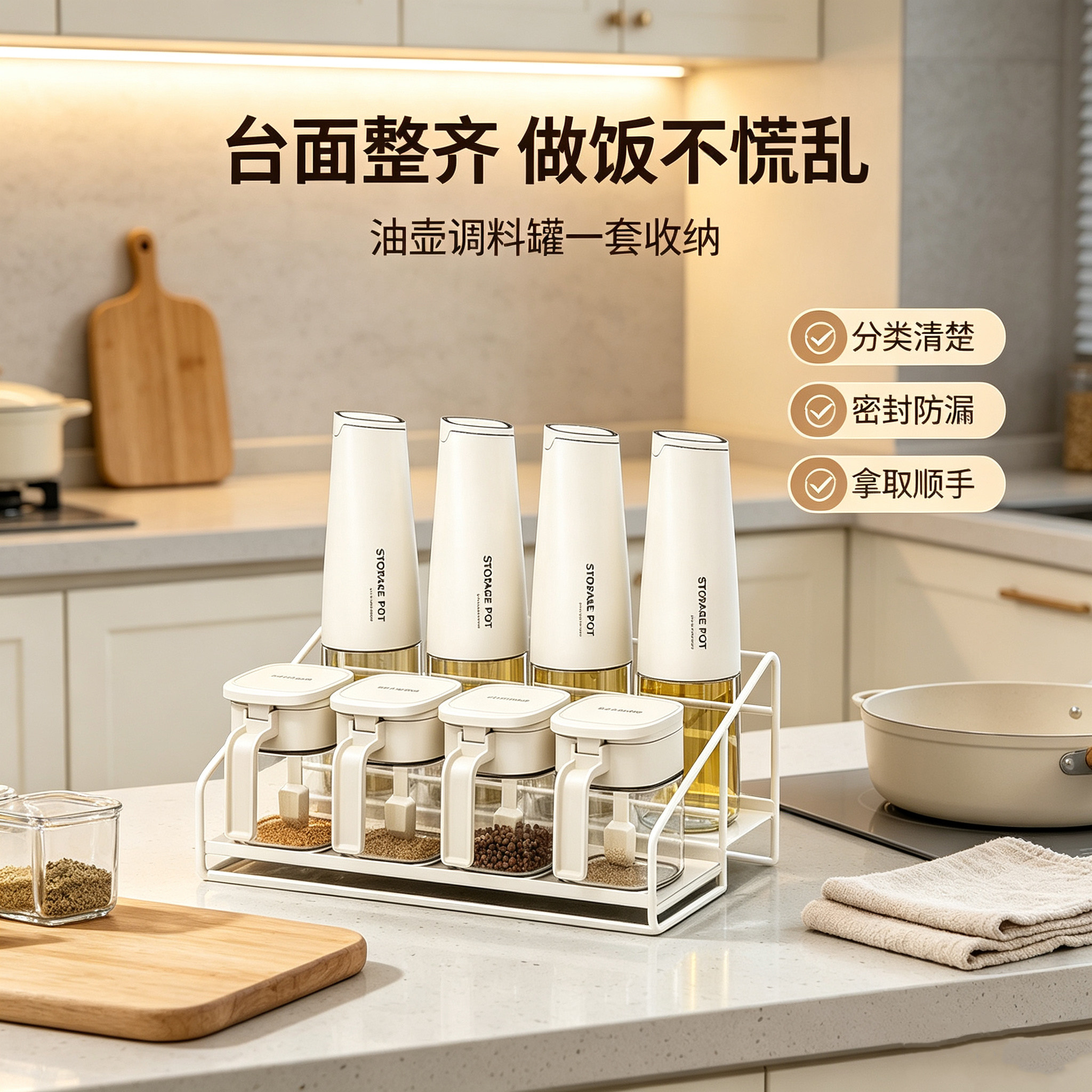 厨房双层调料置物架套装含油壶