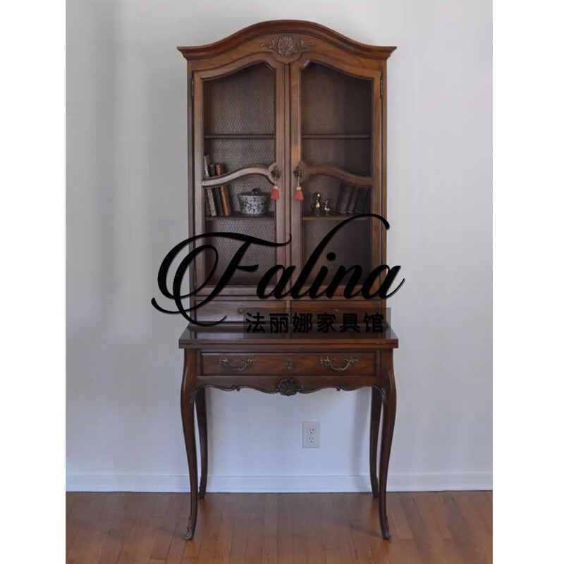 法式实木酒柜美式新古典简约高柜客厅隔断餐边柜复古两门储物边柜