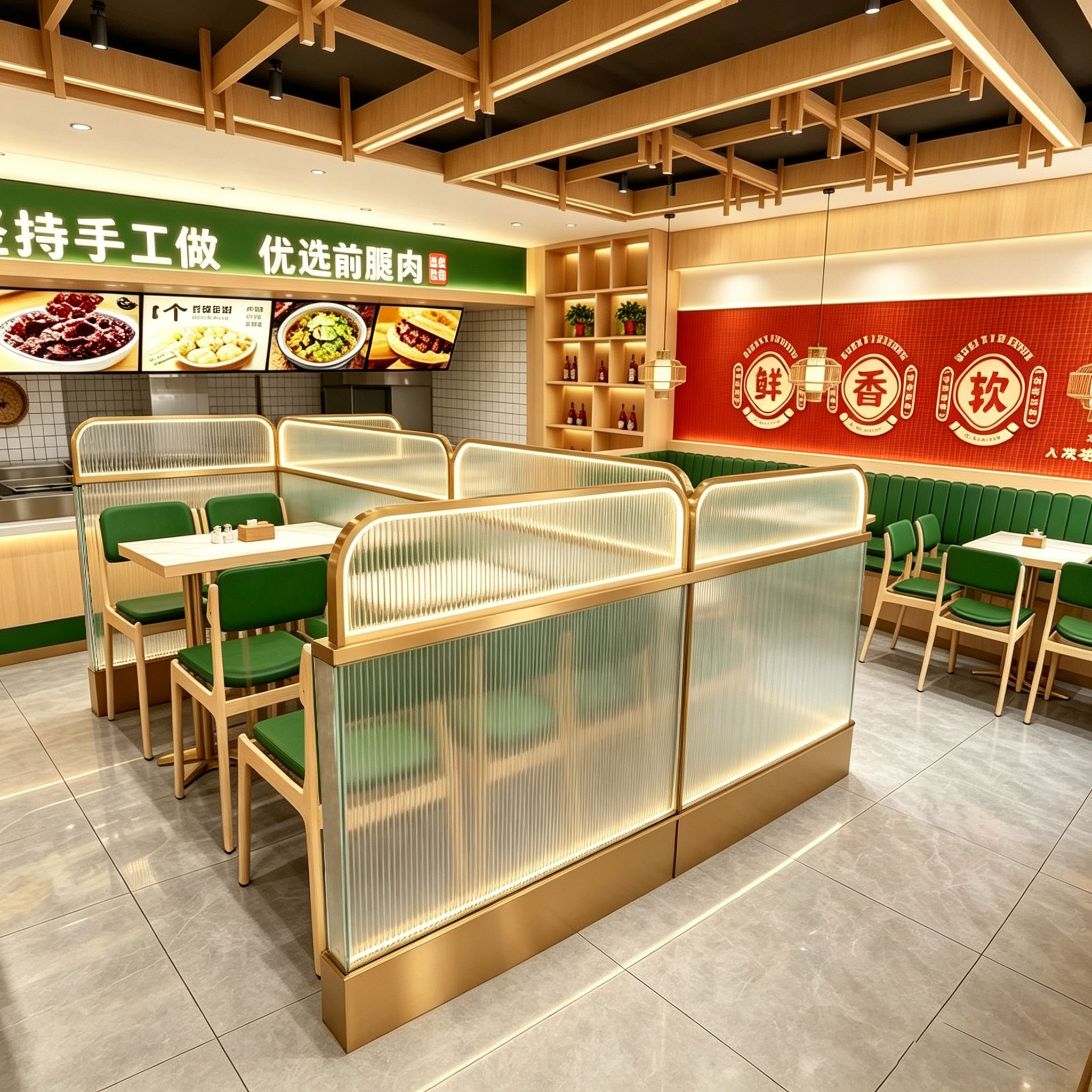 玻璃发光隔断铁艺不锈钢餐饮店