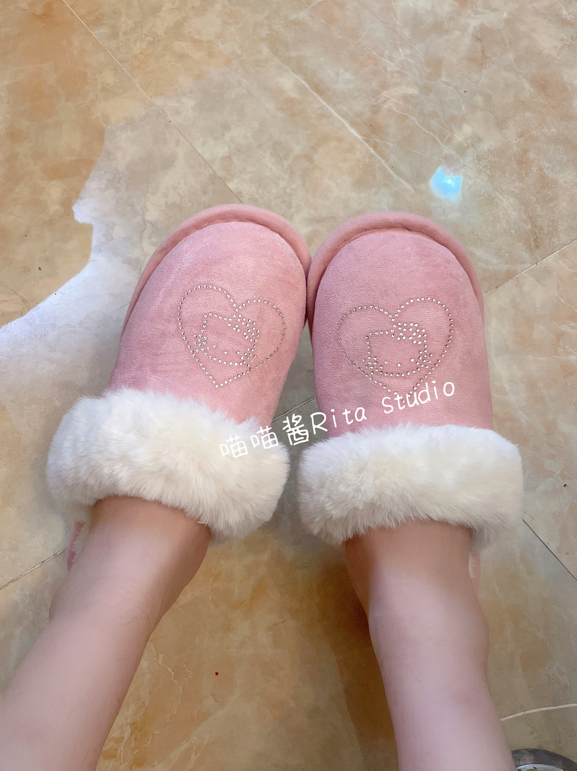 喵喵酱|赵露思同款可爱HelloKitty毛绒拖鞋秋冬室内保暖防滑软底