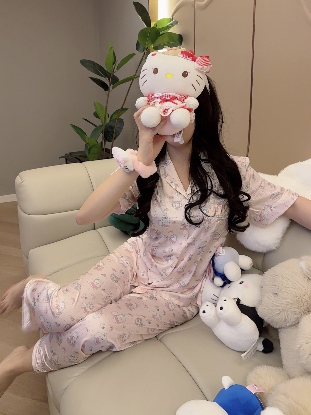 喵喵酱｜可爱小兔短袖冰丝睡衣三件套春夏少女卡通甜美家居服套装
