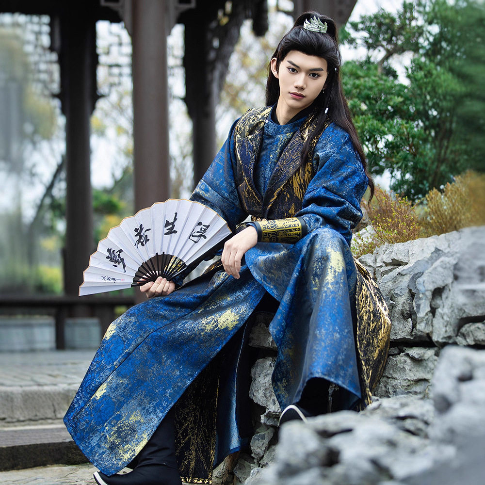 正版原创汉服男装2026新款唐制圆领袍中国风明制金外披青少年古装图片