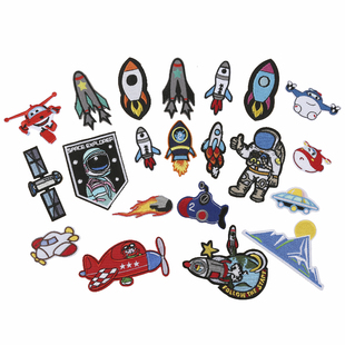 卡通宇宙飞船补丁贴书包刺绣贴儿童配件布贴衣服装饰超级飞侠diy