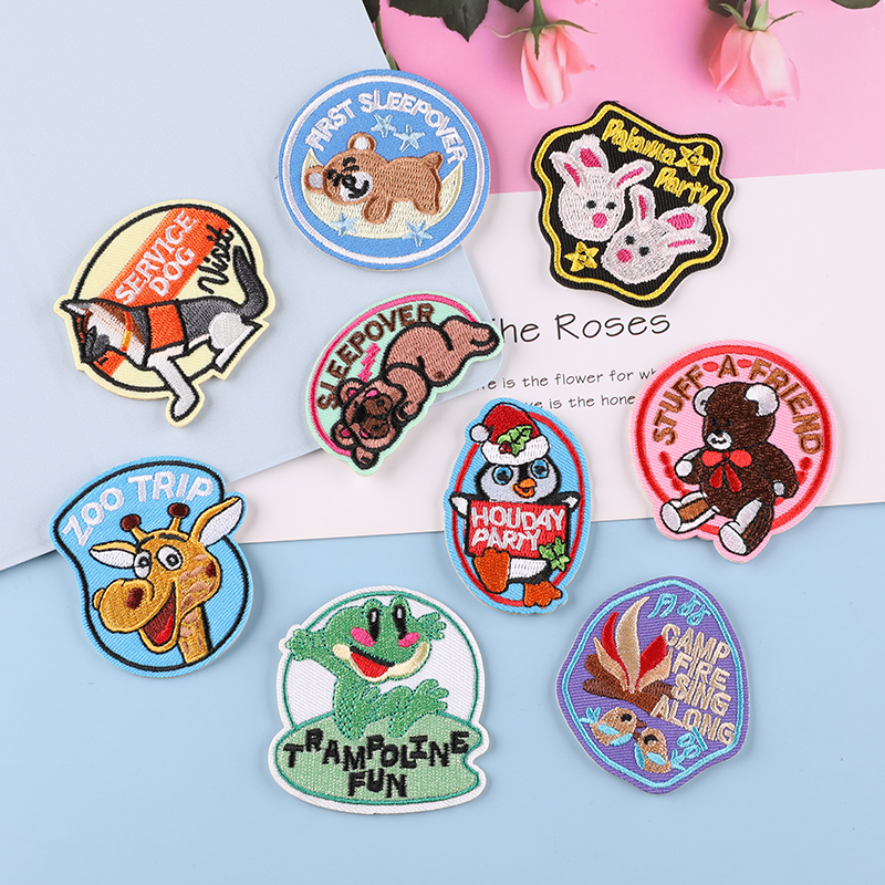 动物刺绣徽章无痕自粘贴布贴片语