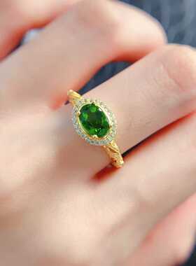 [地大珠宝] 天然海蓝宝蓝宝石戒指S925银镶嵌法式轻奢轻奢镂空